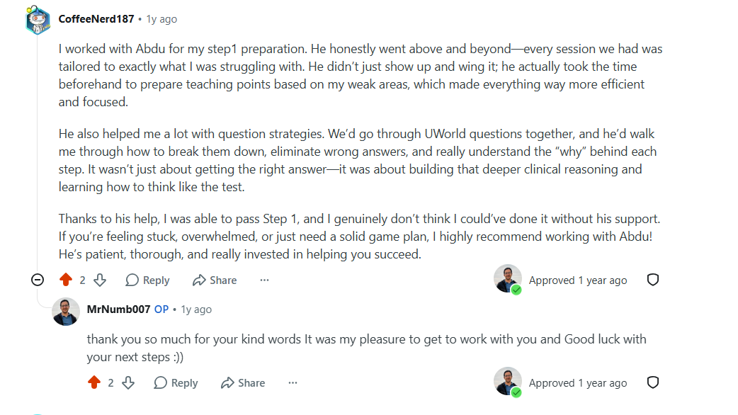 Student feedback — tutored by Abdelrahman